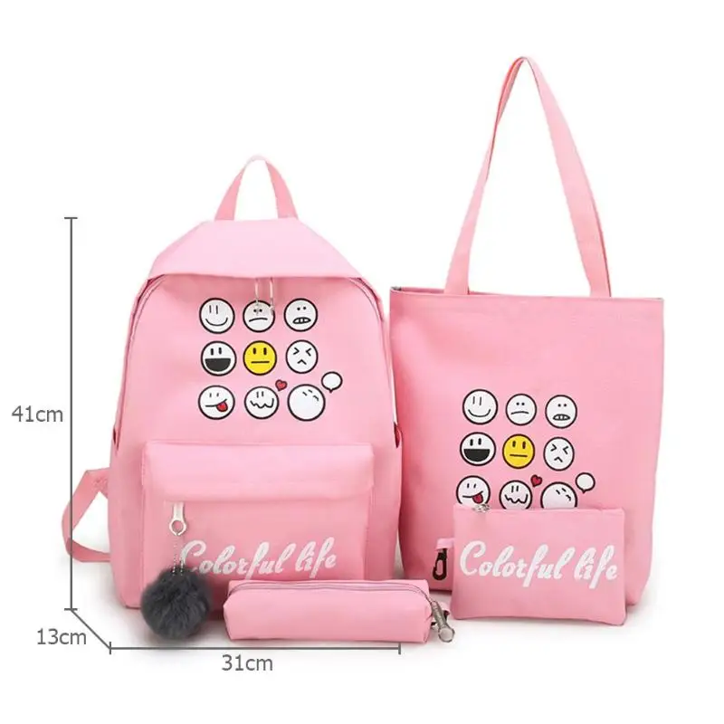pink 4 шт./компл. лента цепь с буквенным Mochila рюкзак туристические рюкзаки для отдыха школьные рюкзаки для девочек-подростков, школьный рюкзак - Цвет: pink