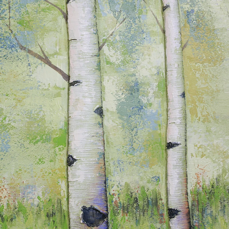 100% Расписанную Березовый Лес Маслом Триптих Картины Стены Искусства