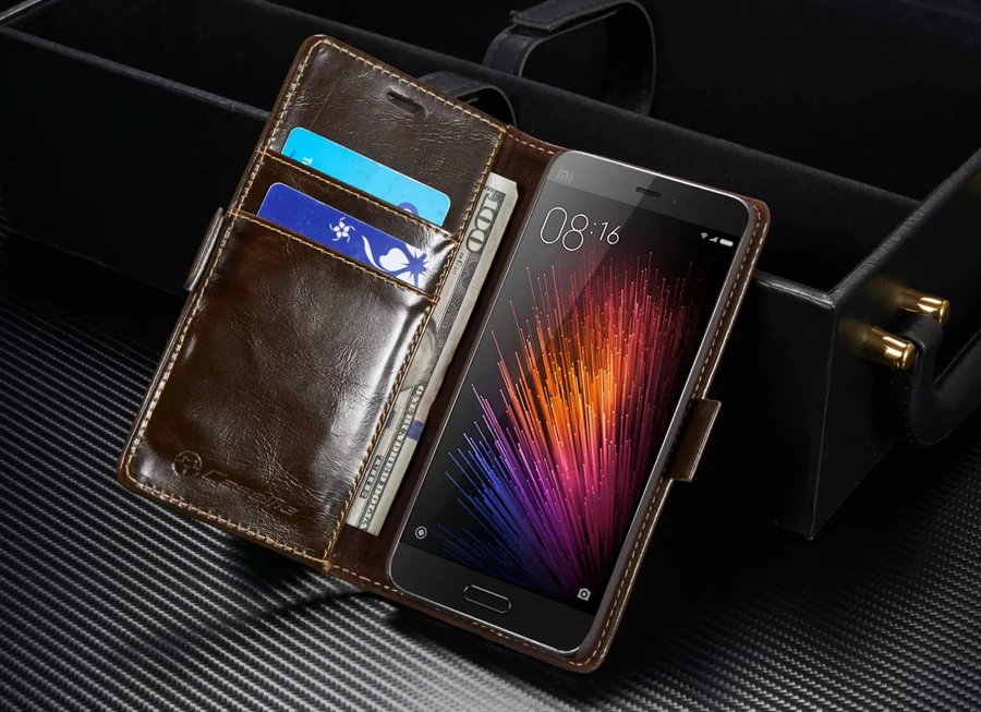 Модный кожаный флип чехол из вощеной кожи для Xiaomi Mi5 Mi8 Redmi 6 6A Note 3 6Pro фирменный