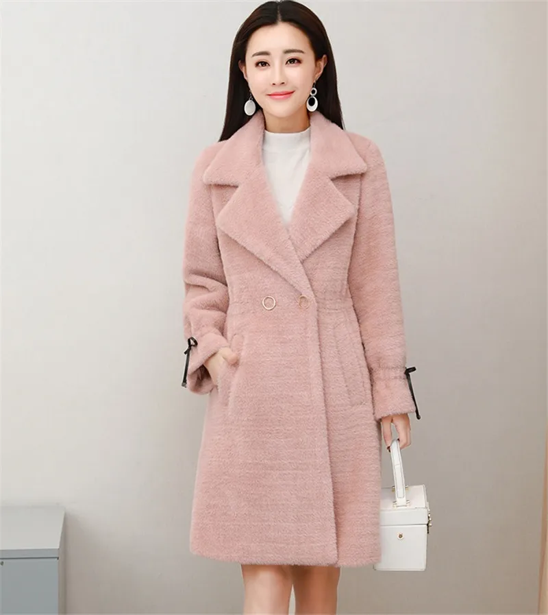 Зимнее пальто Для женщин манто Femme Hiver Женское пальто invierno casaco feminino шерстяное пальто короткие однотонные розовые теплые пальто A804