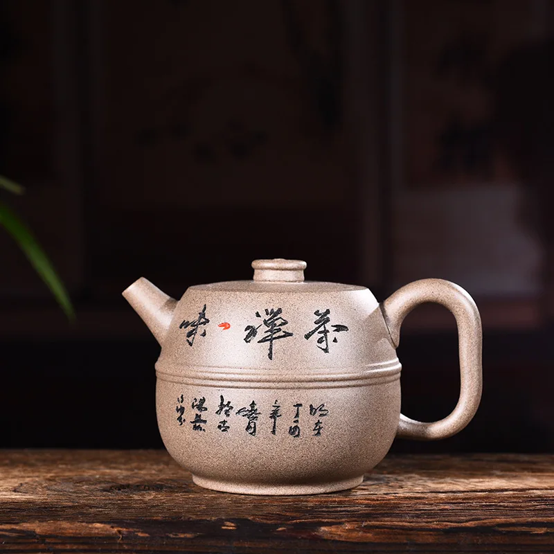 

Горшок из фиолетовой глины Yixing, подлинная ручная работа, сырая руда, серия, грязевое колесо, линия талии, горшок кунг-фу, набор чайников, опто...
