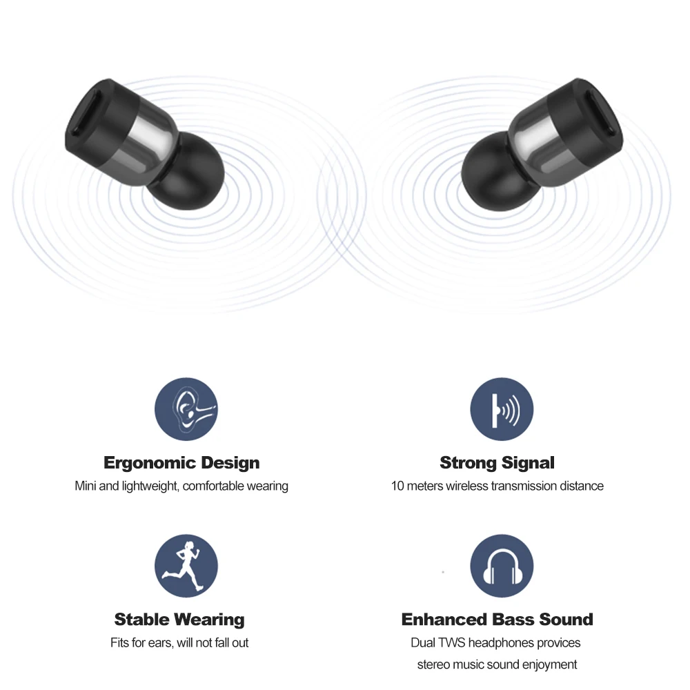 Qriginal Ituf Новинка T10 Bluetooth гарнитура TWS беспроводные наушники спортивные мини