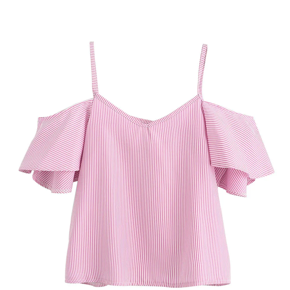 Бесплатная Страусиная женская блузка летняя с открытыми плечами blusas mujer verano