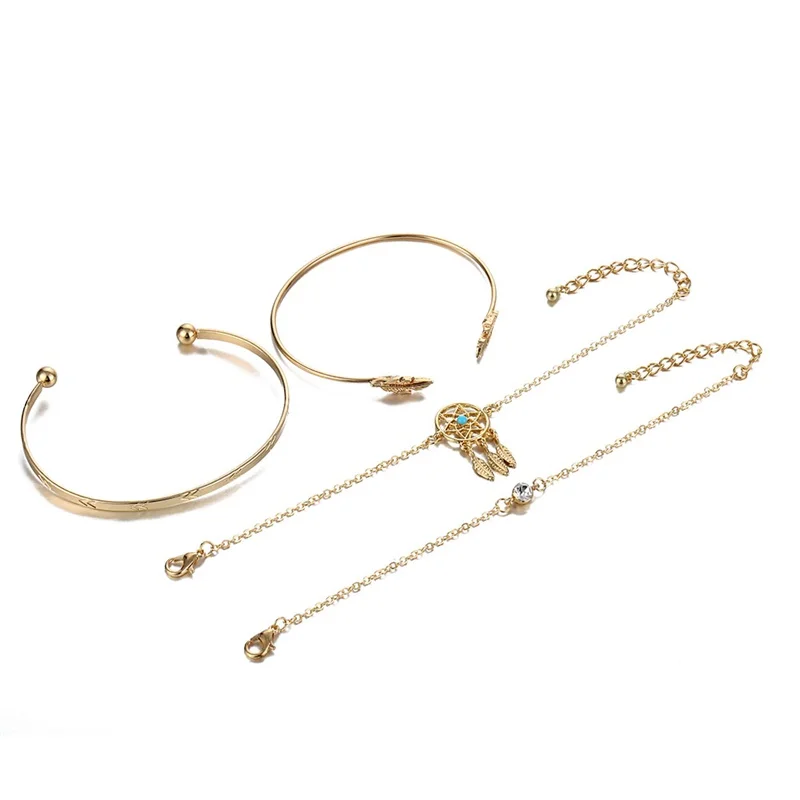 4 шт./компл. винтажные браслеты в стиле Ловец снов Открытые цепочки бохо с