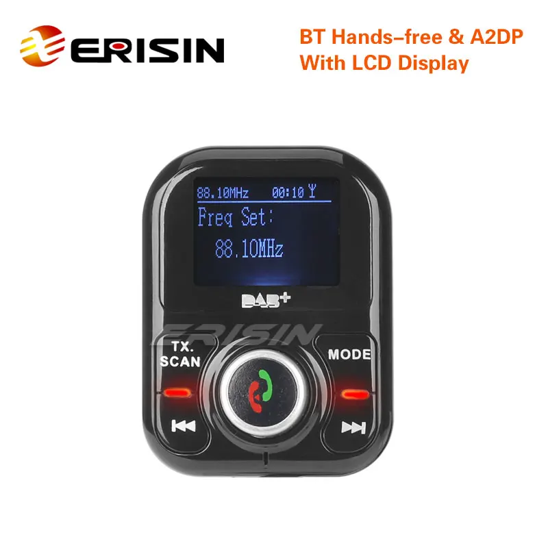 Цифровой радиоприемник Erisin ES361 USB DAB + ЖК-дисплей A2DP Bluetooth SD RDS FM-передатчик |