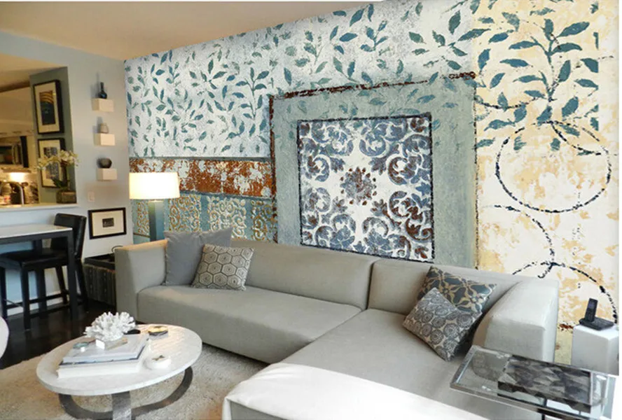 Latest high quality custom 3D mural modern abstract art painting leaves color box living room TV wall bedroom wallpaper. | Обустройство