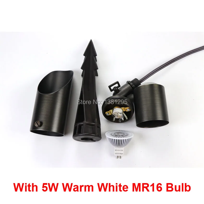 With 5W MR16 Bulb Латунь 12V низшее Напряжение светодиодный открытый ландшафтный светильник ing Водонепроницаемый центра сада и лужайки светильник MR16 лампы вверх светильник дерево Точечный светильник бронза - Испускаемый цвет: With 5W MR16 Bulb