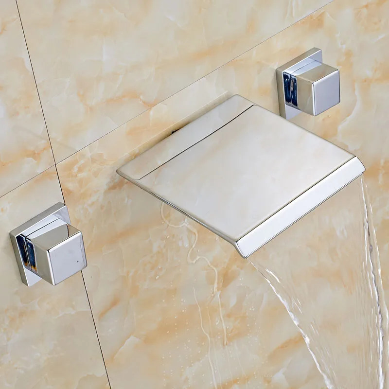 Полированное хромированное настенное крепление водопад раковина для ванны