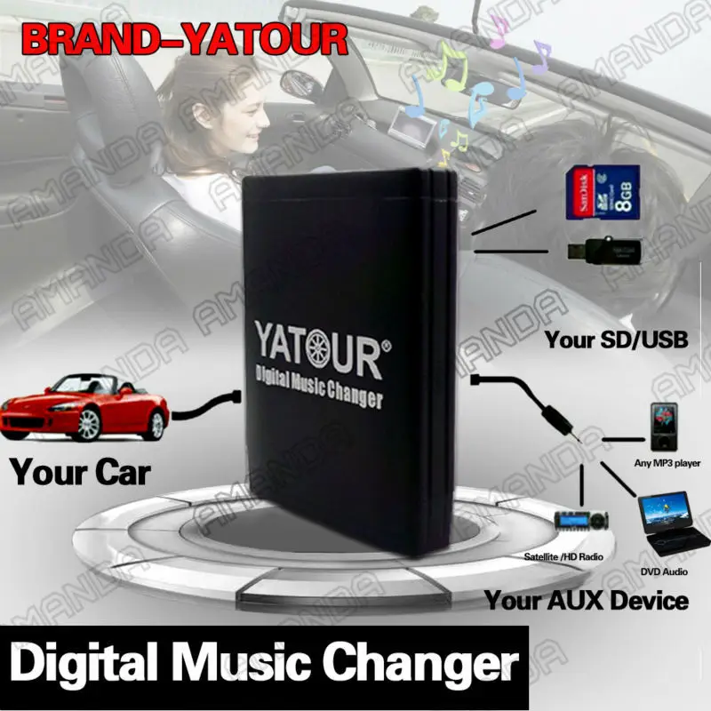 YATOUR araç adaptörü AUX MP3 SD USB müzik CD değiştirici konektörü NISSAN Pathfinder Primera Qashqai Teana Tiida x-trail radyolar