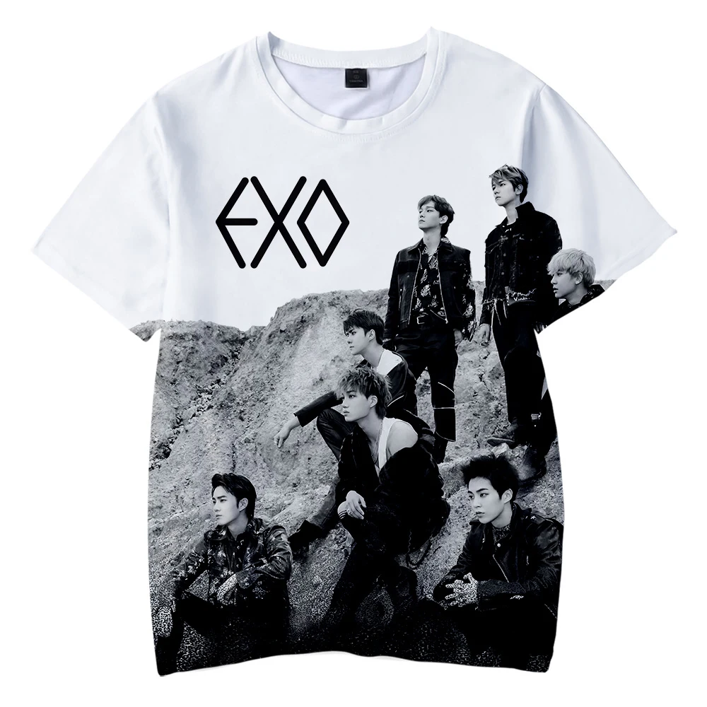 Kpop Bang Store EXO Love Shot Детские футболки с 3D принтом модные летние коротким рукавом 2019