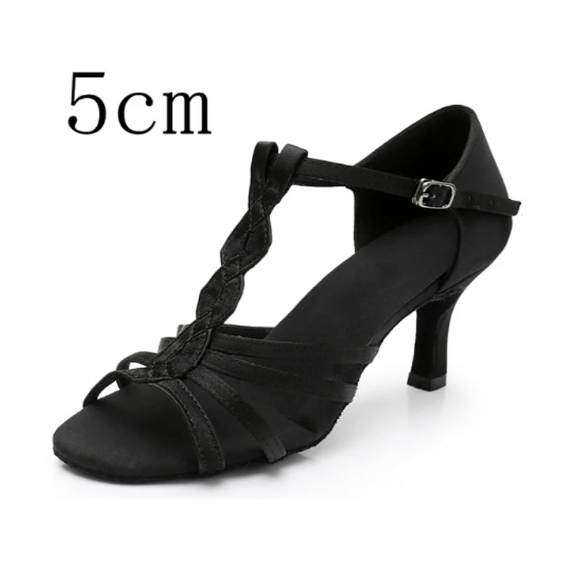 Black 5cm Alharb новая Сальса Туфли для латинских танцев для Для женщин девочек Танго бальных танцевальные, на высоком каблуке мягкие туфли для танцев 5/7 см Бальные Обувь для танцев - Цвет: Black 5cm