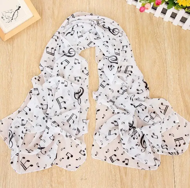 

10pcs Scarf Women beauty Musical Note Chiffon Neck Scarf Shawl Muffler Shawls and Scarves Foulard Drop Shipping