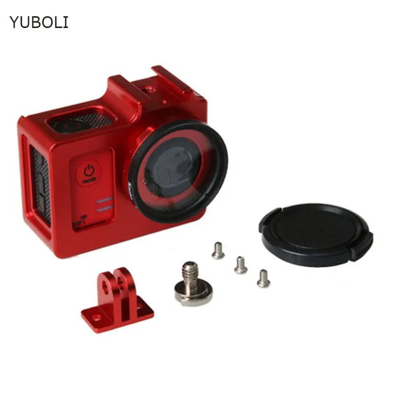 red SJCAM sj5000 защитный Корпус чехол Алюминий из сплава металлический каркас+ УФ-фильтр для спортивной экшн-камеры SJCAM SJ5000 WI-FI SJ 5000 плюс SJ5000X - Цвет: red