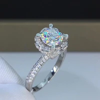 round silver moissanite ring 1 00ct d vvs luxury moissanite weding ring 925 silver ring for women