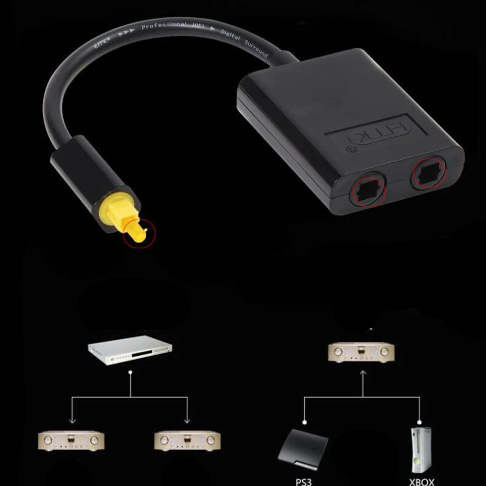 23 см мини USB аудио кабель цифровой Toslink Оптическое волокно от 1 до 2 Женский