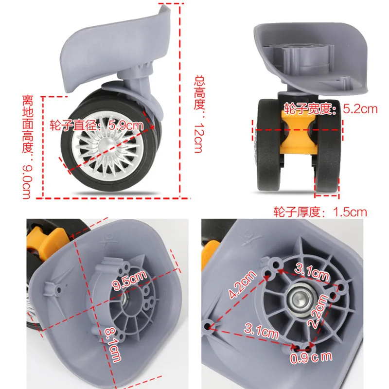 RA100-SCL Wheels Travel Luggage Resistant Parts Replacement Suitcases Repair Supply Spinner Universal