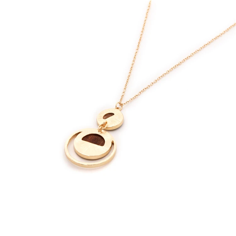 AL-N84254 /TRACYSGER/ simple style lady geometric round combination pendant wood necklace | Украшения и аксессуары