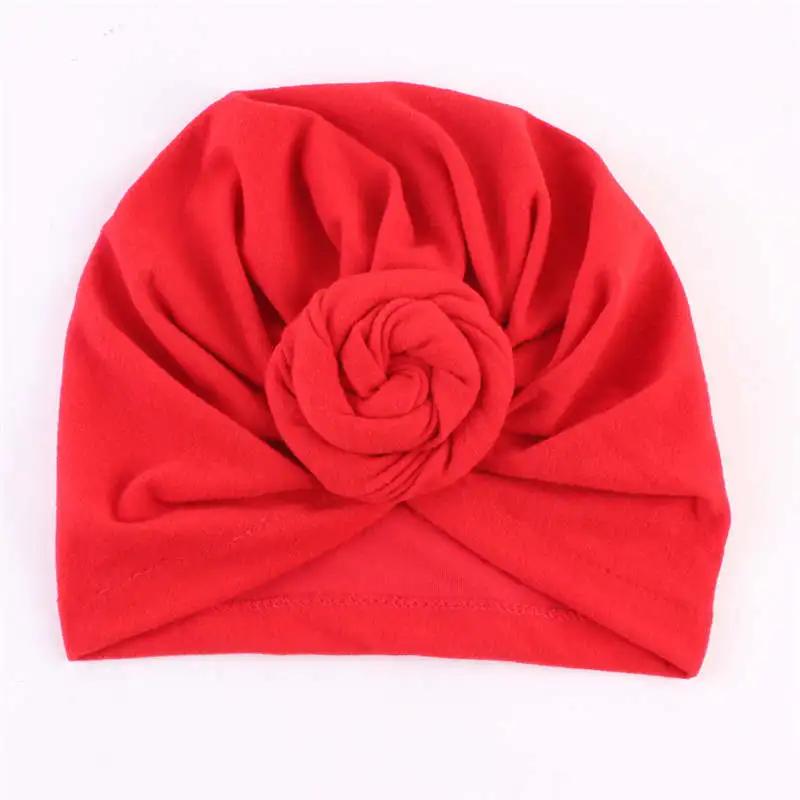 Child Red Indian Headscarf Hat Cotton Crinkle Hijab Caps Mom and Baby Solid Donut Head Wrap Hats Inner Turban Bonnet Parent-Child - Цвет: Child Red