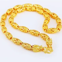 luxury statement jewelry mens chain necklace yellow gold filled domineering dragon head jewelry