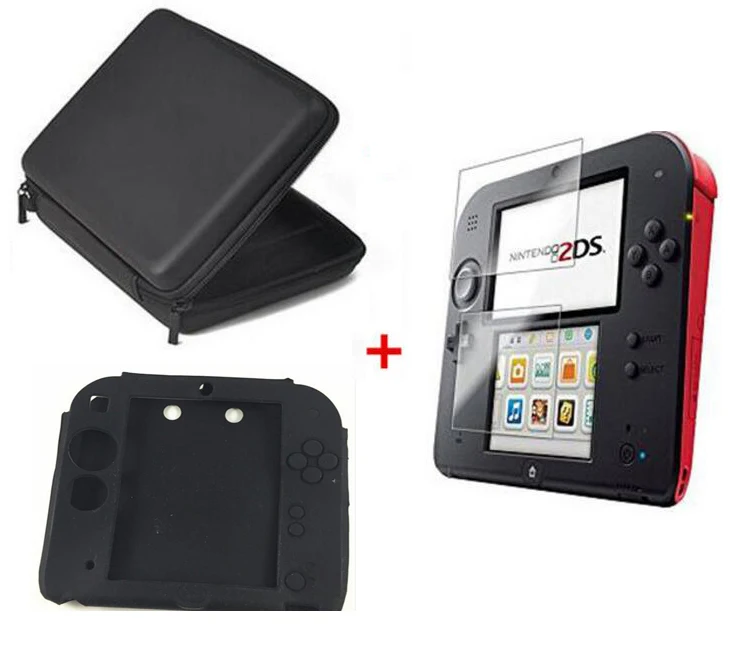 

EVA Protector Hard Travel Carry Case cover Pouch bag Clear Touch Seal Film Screen Guard Silicone Case For Nintendo Nintend 2DS