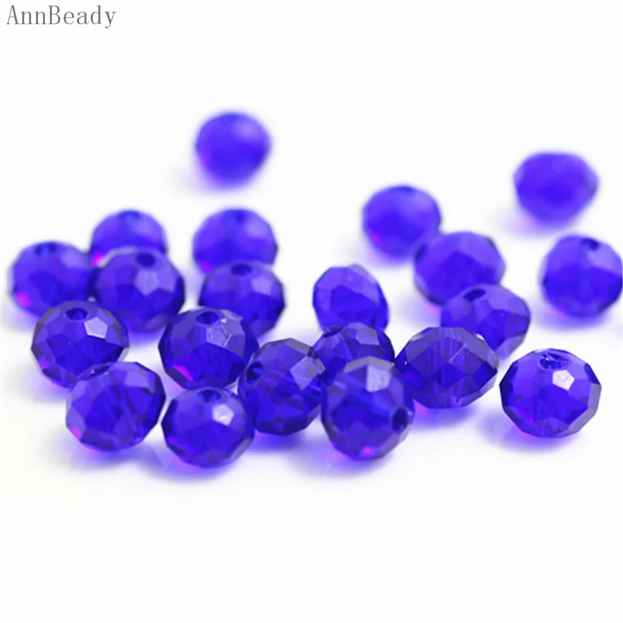 deep blue AnnBeady, одноцветные красные, серебристые, 4x6 мм, 50 шт., австрийские граненые стеклянные бусины Rondelle, бусины для изготовления ювелирных изделий - Цвет: deep blue
