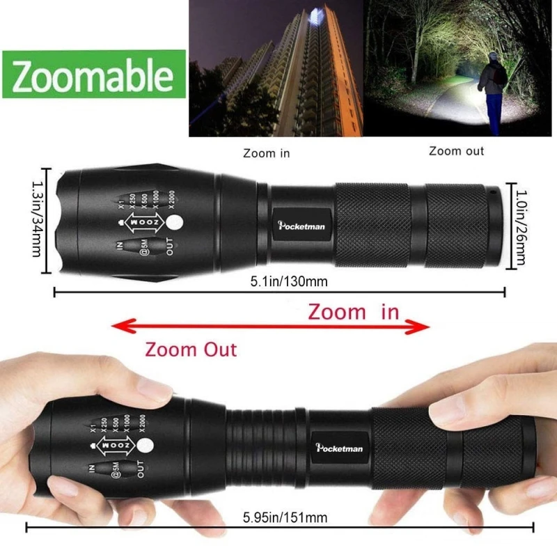 5000 lumen T6/L2/V6 LED Flashlight Bright Torch Zoomable Light 5 switch Modes Waterproof use 18650 battery z90 | Лампы и освещение