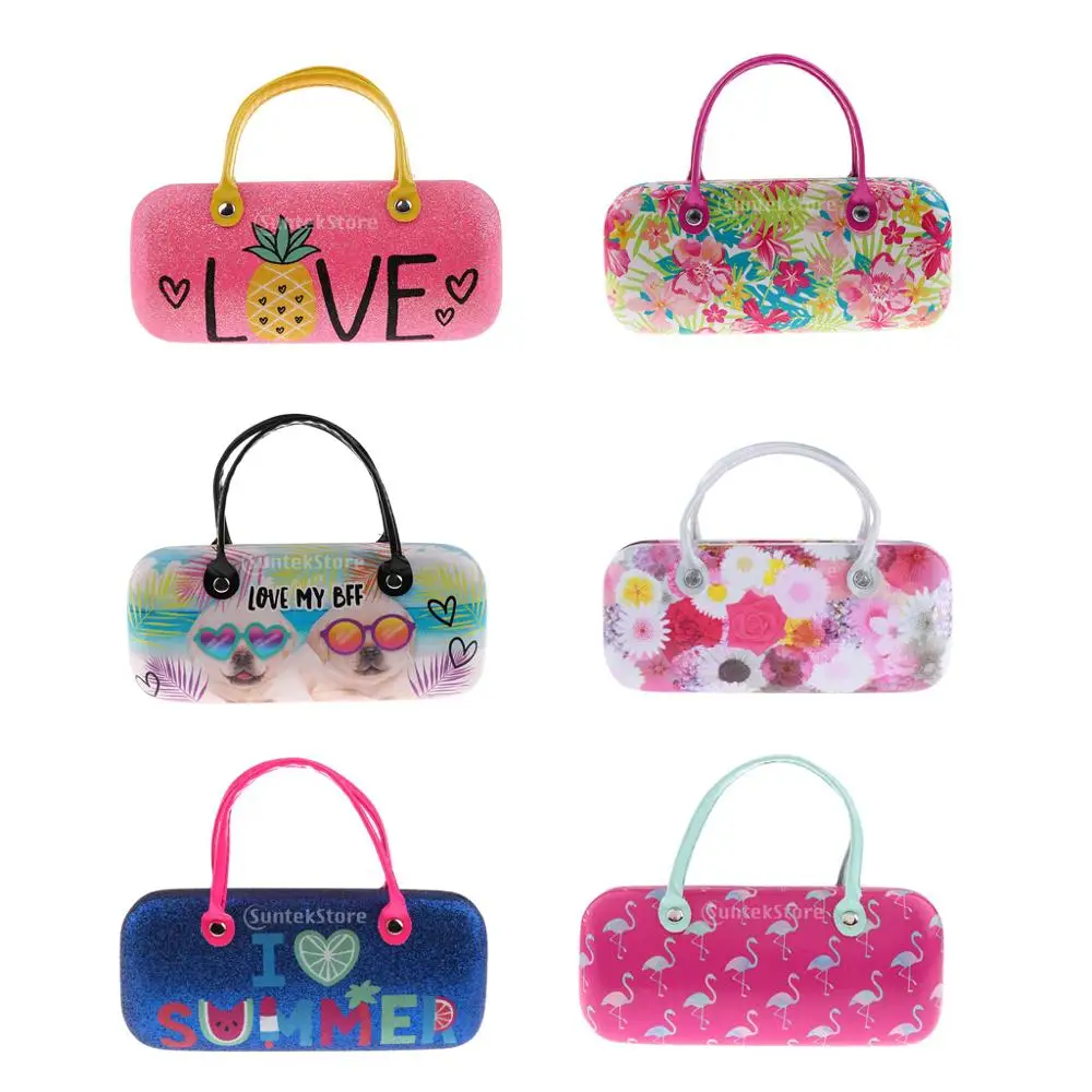 Children Cute Hard Eyeglasses Case Kids Sunglasses Box Hand Pouch for Protector Glasses Box Holder pineapple puppys print