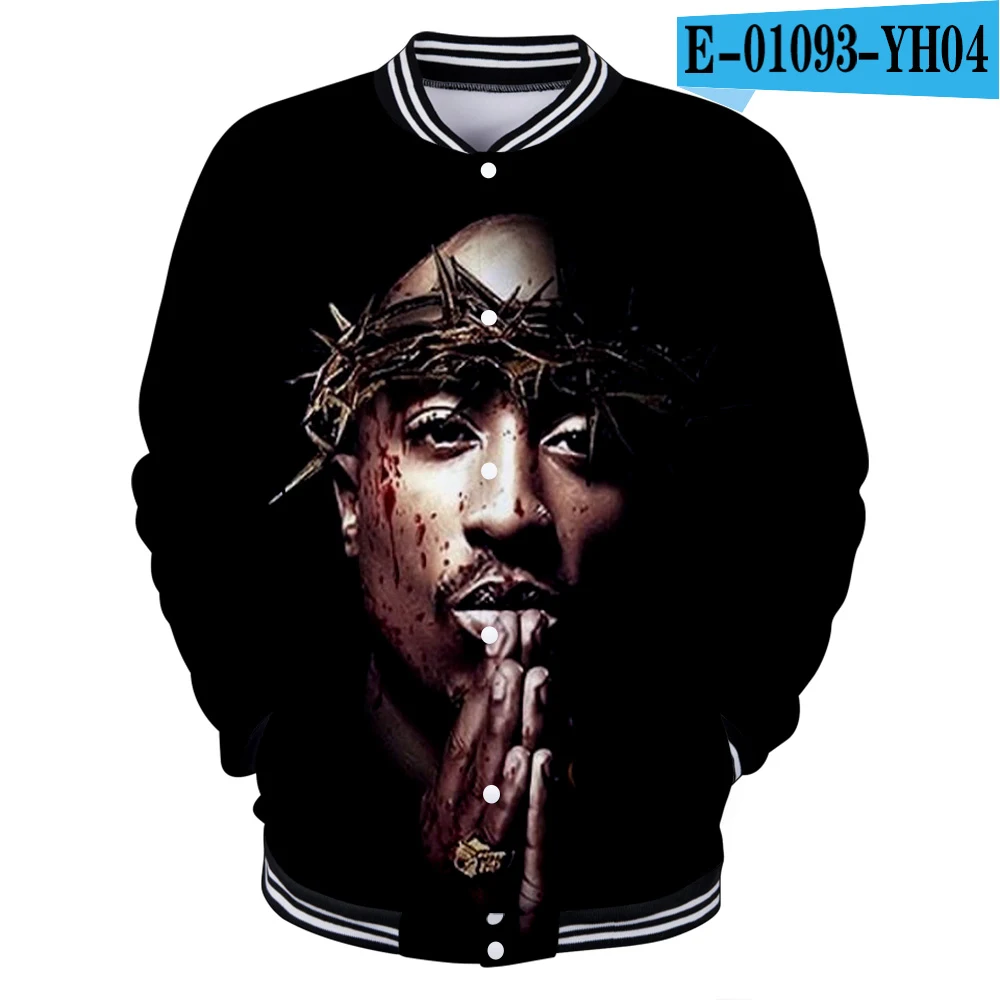 one 2Pac крутая мужская бейсбольная куртка Весенняя мода тонкий 3D принт с длинным рукавом Бомбер куртка Jaquetas мужские брендовые университетские куртки - Цвет: one