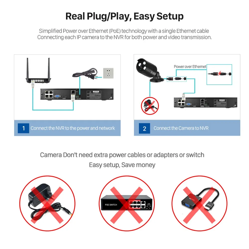 BESDER 4CH 1080P POE 48V NVR CCTV комплект Full 4 канальный система шт. 2MP металлическая