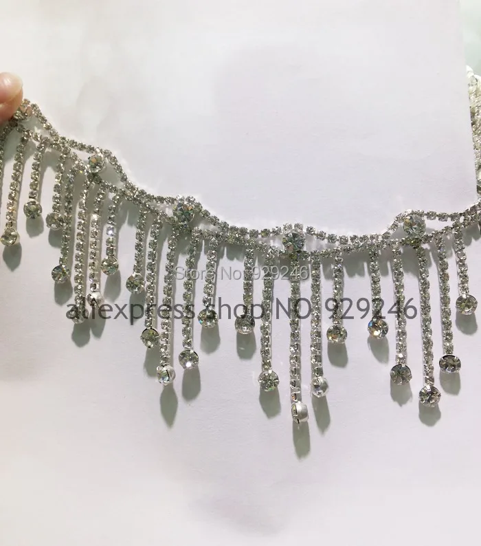 90 cm/pack серебро усеяны искусственными драгоценными камнями Прозрачный Стекло