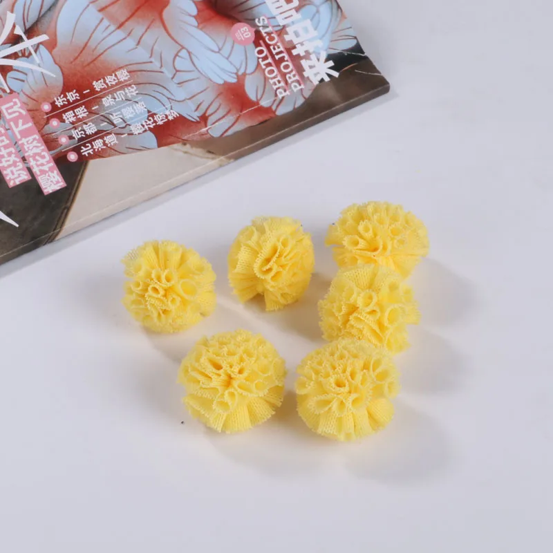 Color 10 Yellow 12 шт./партия, диаметр 25 мм, марлевый помпон конфетного цвета, разноцветные кружевные помпоны, мячи для волос ручной работы, аксессуары для волос - Цвет: Color 10 Yellow