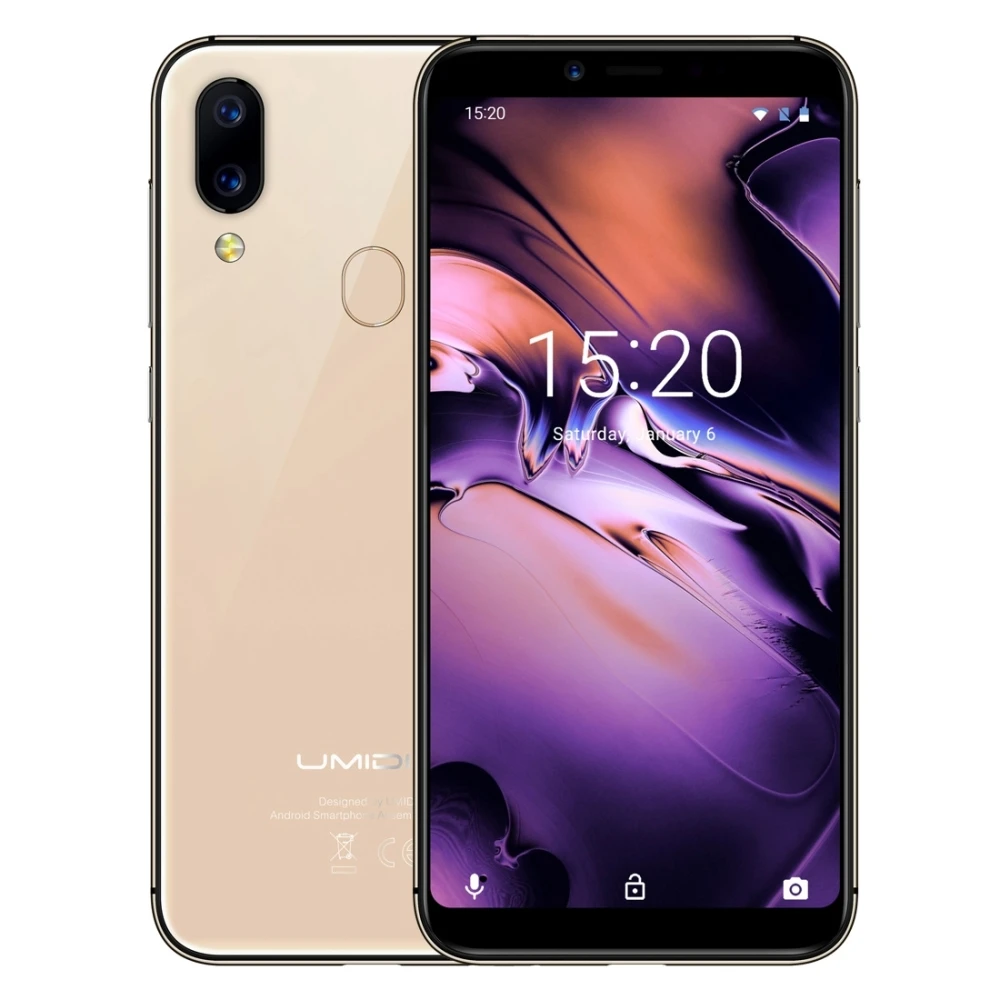 Смартфон UMIDIGI A3 с 5 дюймовым дисплеем четырёхъядерным процессором ОЗУ 2 Гб ПЗУ 16 12