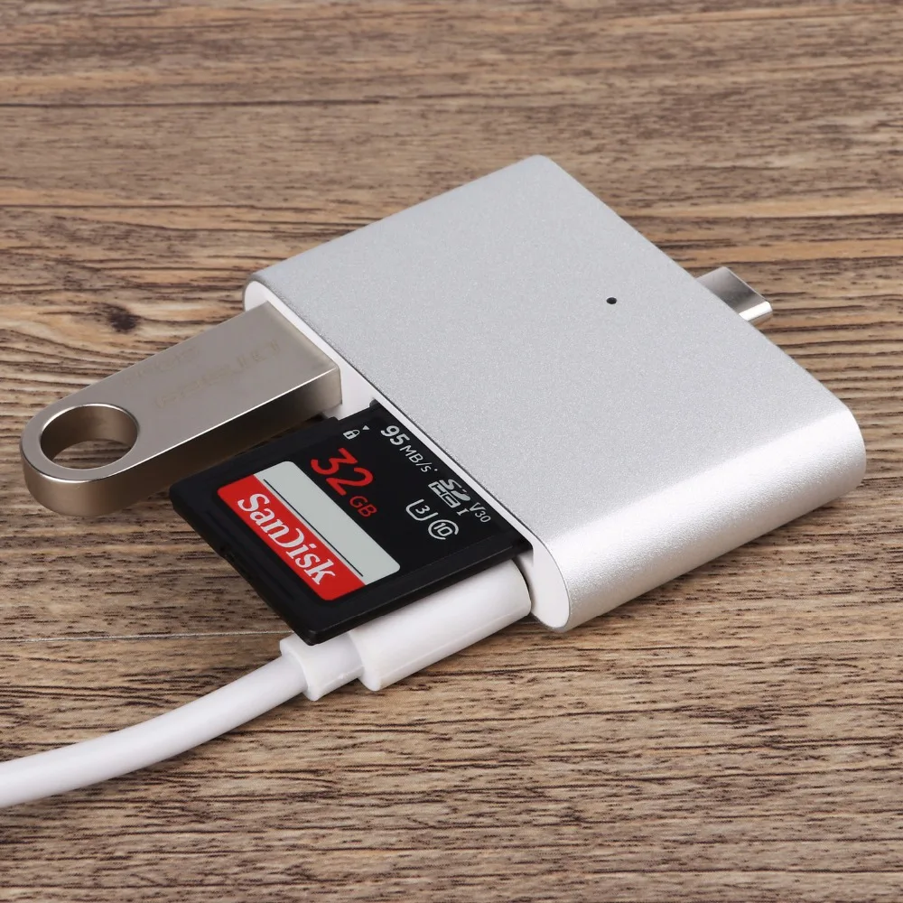 JZYuan 4 в 1 USB C концентратор с 2 слотами Type TF SD карта Usb 3 0 OTG кардридер для MacBook Pro