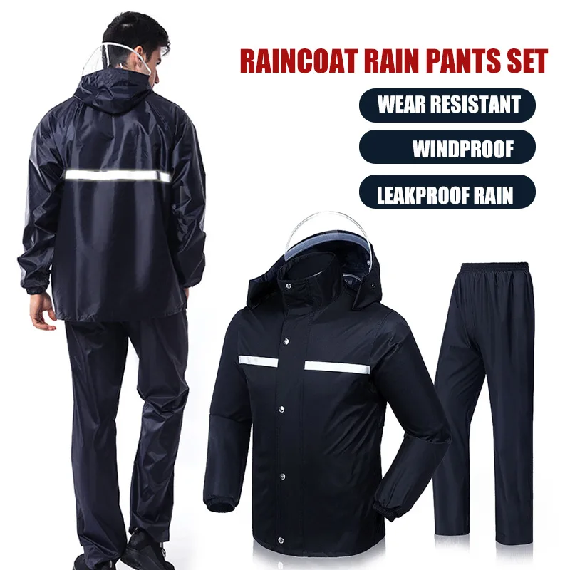 

Rain Coat Hood Poncho Night Reflection Oxford +PVC 2pcs/Set Raincoat Waterproof Outdoor Windbreak Unisex Cloak Hiking Camping