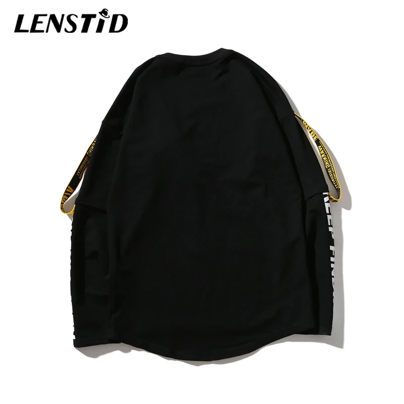 LENSTID Новинка 2019 года евро-Америка High Street сбоку ленты хип хоп толстовки уличная для