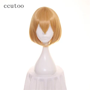 Синтетический парик для косплея, короткий, золотистый, из термостойкого волокна, 14 дюймов