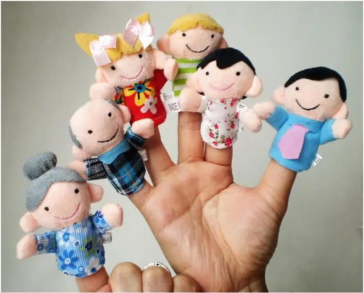 6pcs/bag Finger Plush Puppet Happy Family Story Telling Dolls Support Children Baby Educational Toys Wholesale | Игрушки и хобби