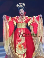 unisexual splendid red beauty chiense goddess change costume performance stage costume li yugang cross gender cosplay clothes