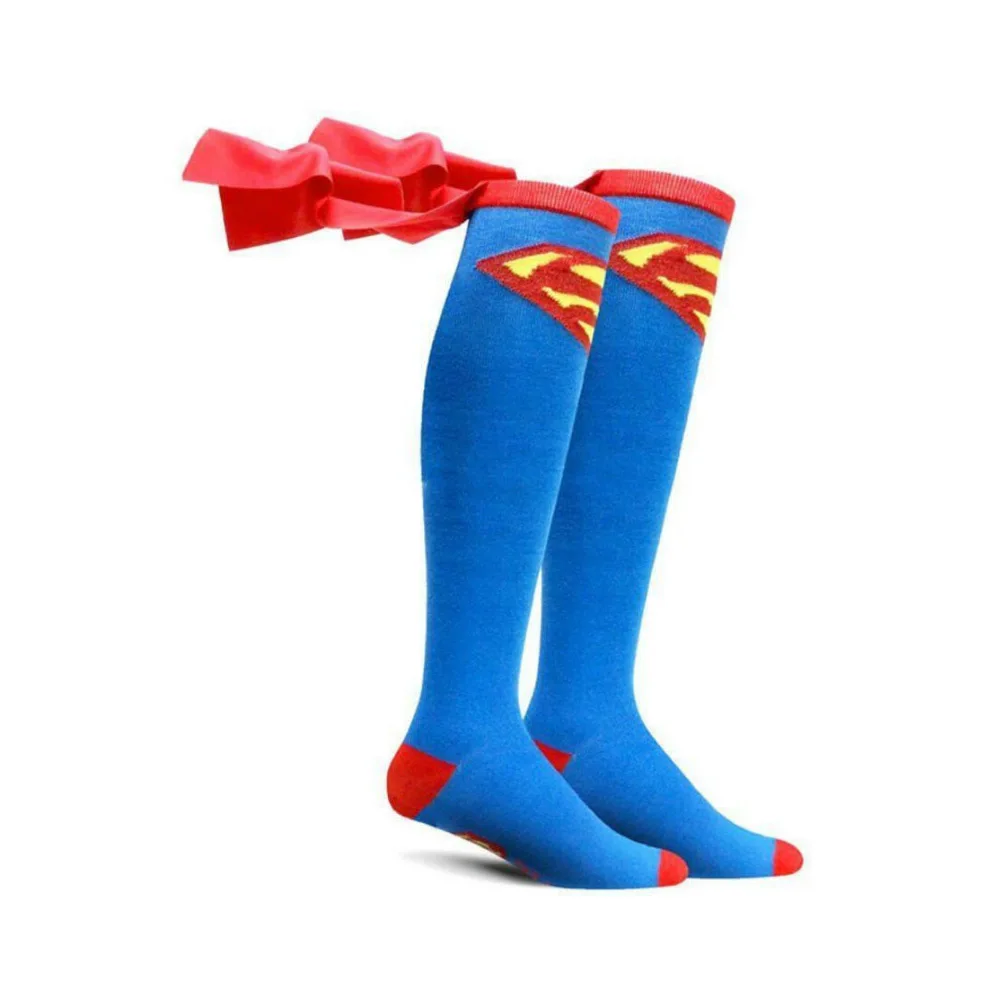 Мужские хлопковые носки DC Super Hero Супермен Бэтмен до колена с накидкой чулки для