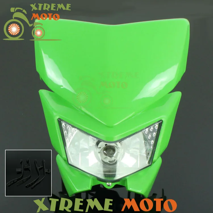 Зеленый Универсальный налобный фонарь уличный для Kawasaki KX 65 85 125 250 500 250F 450F KLX 450R 150 250 мотокросс эндуро