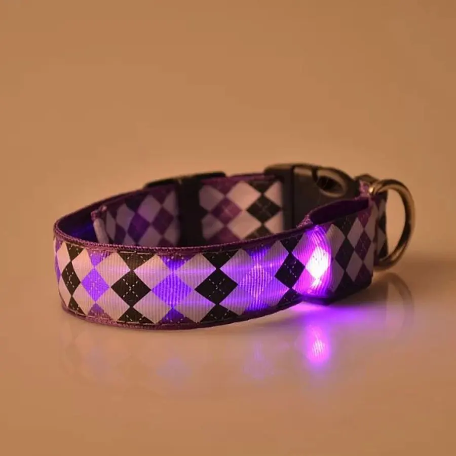 Purple 3 модели светодиодный ошейник для собак Ночная безопасность мигающие ошейники для собак светящиеся ошейники для собак Яркий Ошейник Поводок аксессуар для собак - Цвет: Purple