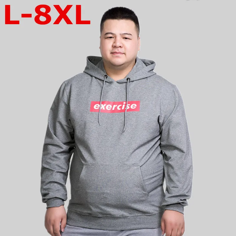 Новинка, большие размеры, 8XL, 7XL, 6XL, 5XL, бренд, черные мужские толстовки, одноцветные, на завязках, Мужской свитшот, модный спортивный костюм, свободный, большой размер
