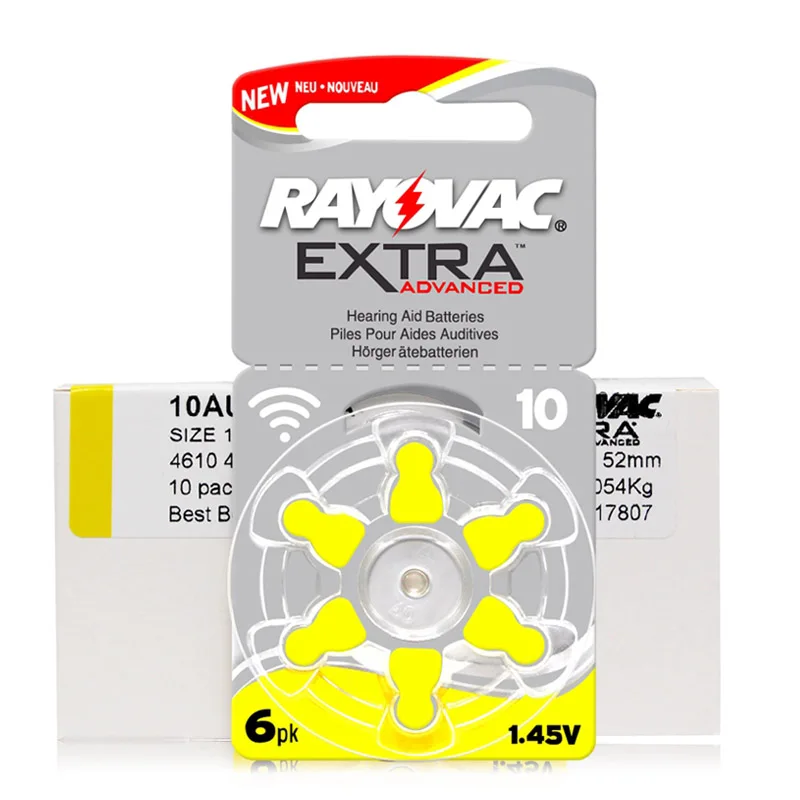 60 шт. Rayovac дополнительный цинк воздушный слуховой аппарат батареи A10 10A 10 PR70 слуховой аппарат батарея A10 для слуховых аппаратов