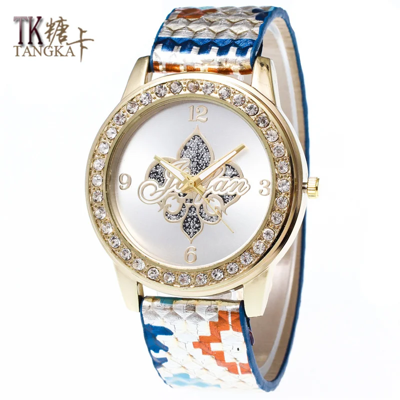 Женские кварцевые часы элегантные с бриллиантами цифровые из искусственной кожи