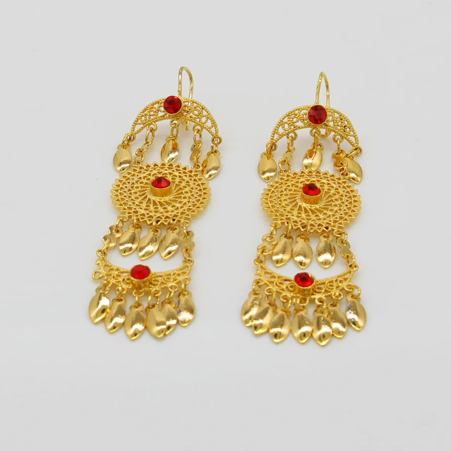 Adixyn эфиопские золотые Висячие серьги для женщин цветные Серьги с кубическим