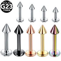 1pc g23 titanium spike labret stud nose lip helix bar stud taper tongue piercing ear tragus cartilage earring body jewelry 16g