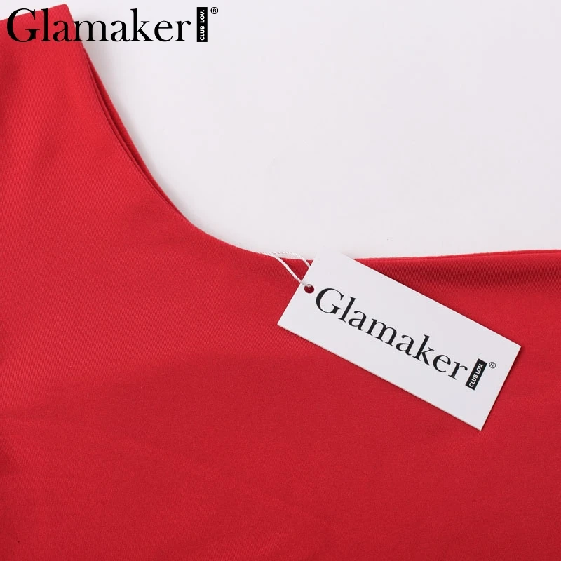 Glamaker, красные облегающие укороченные топы с открытыми плечами, сексуальные женские уличные топы на одно плечо, летние женские вечерние топы, Клубные топы, камзол