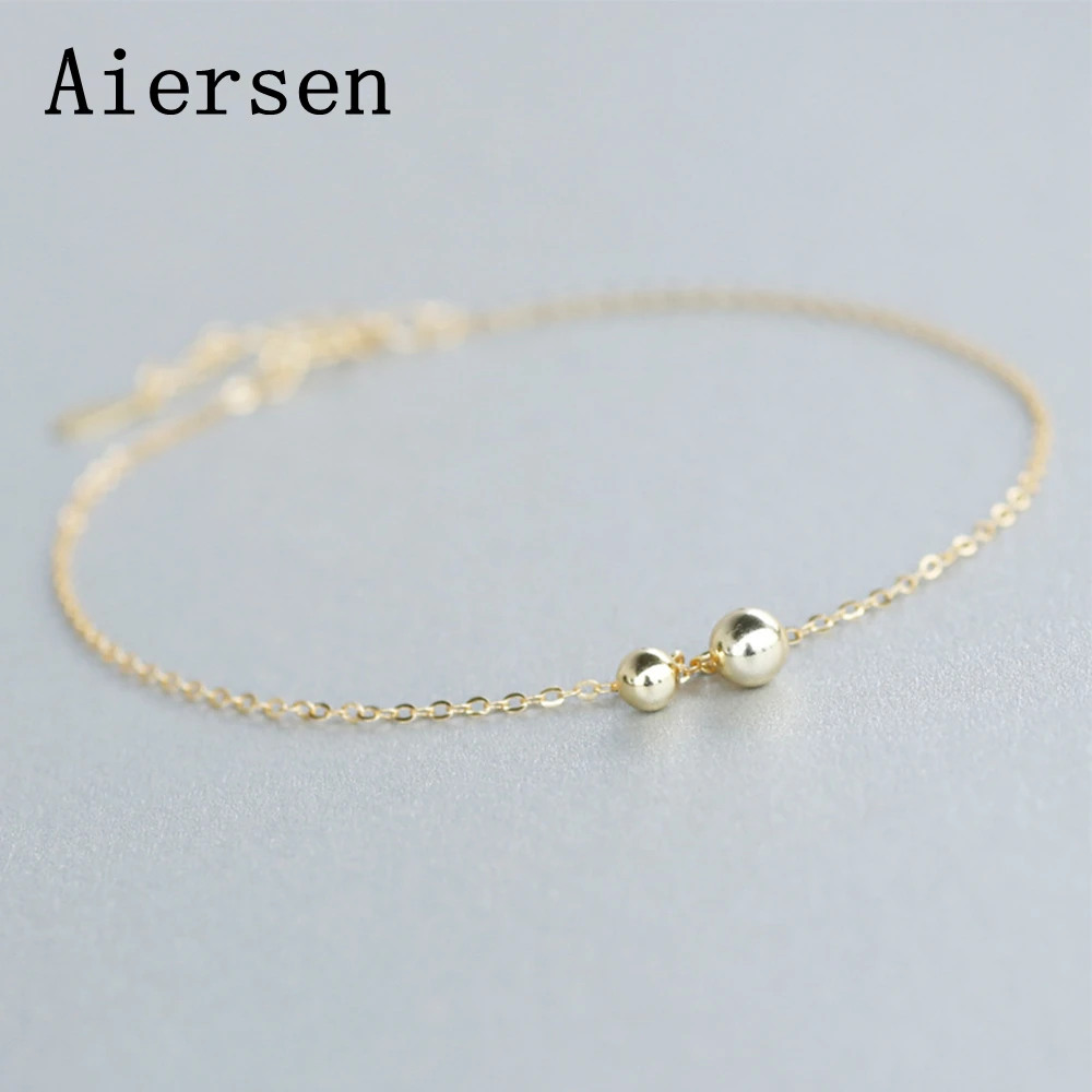 Aiersen 925 пробы серебряный с бусинами цепочка ножной браслет для женщин S925 на