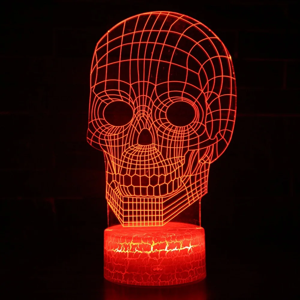 Светодиодный 3d ночник Java лампа с черепом 7 цветов световая Сенсорная декор для
