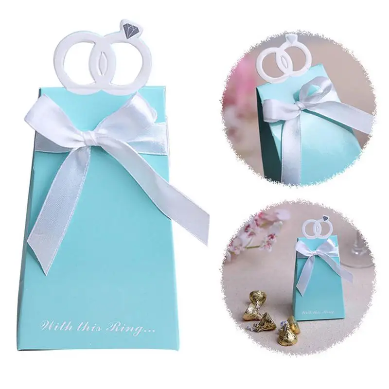 20 шт./упак. свадебные принадлежности голубое АЛМАЗНОЕ КОЛЬЦО коробка для конфет